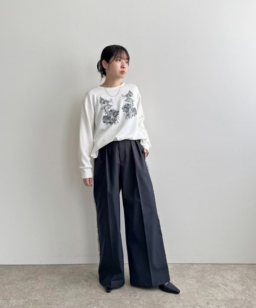 LHELBIE（レルビエ）の「フリンジラインパンツ（その他パンツ・レディース・チャコールグレー/ベージュ/アイボリー・M）」の14枚目の写真