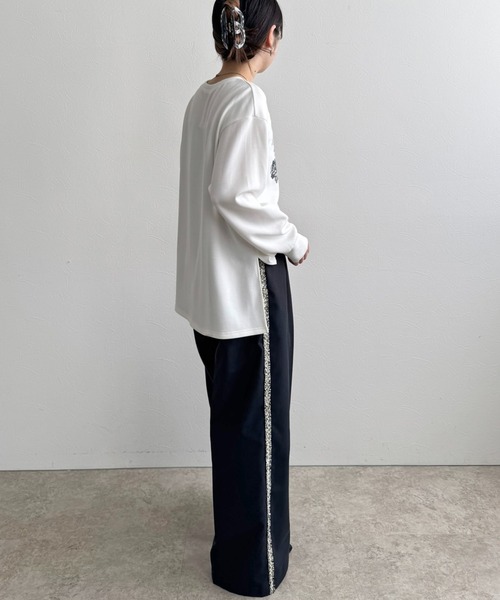 LHELBIE（レルビエ）の「フリンジラインパンツ（その他パンツ・レディース・チャコールグレー/ベージュ/アイボリー・M）」の16枚目の写真