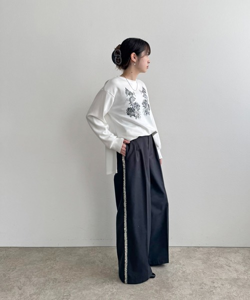 LHELBIE（レルビエ）の「フリンジラインパンツ（その他パンツ・レディース・チャコールグレー/ベージュ/アイボリー・M）」の18枚目の写真