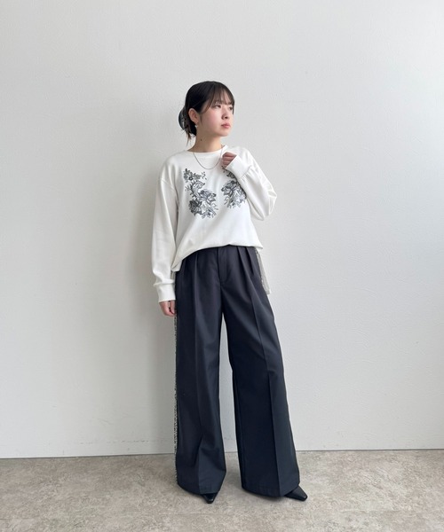 LHELBIE（レルビエ）の「フリンジラインパンツ（その他パンツ・レディース・チャコールグレー/ベージュ/アイボリー・M）」の19枚目の写真