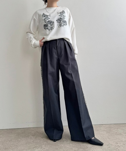 LHELBIE（レルビエ）の「フリンジラインパンツ（その他パンツ・レディース・チャコールグレー/ベージュ/アイボリー・M）」の20枚目の写真