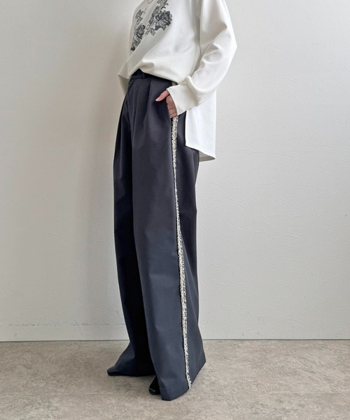 LHELBIE（レルビエ）の「フリンジラインパンツ（その他パンツ・レディース・チャコールグレー/ベージュ/アイボリー・M）」の21枚目の写真