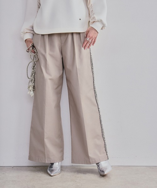 LHELBIE（レルビエ）の「フリンジラインパンツ（その他パンツ・レディース・チャコールグレー/ベージュ/アイボリー・M）」の4枚目の写真