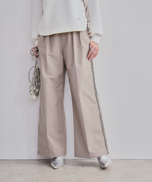 LHELBIE（レルビエ）の「フリンジラインパンツ（その他パンツ・レディース・チャコールグレー/ベージュ/アイボリー・M）」の12枚目の写真