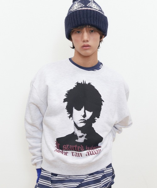 KEYMISERY(キーミザリー)の「A'GEM/9 × .kom 『KEYMISERY/キーミザリー』 HUMAN PRINT CROP SWEATSHIRT/ヒューマンプリントデザイン クロップ スウェットシャツ(スウェット・メンズ・ブラック/ライトグレー・S)」の2枚目の写真