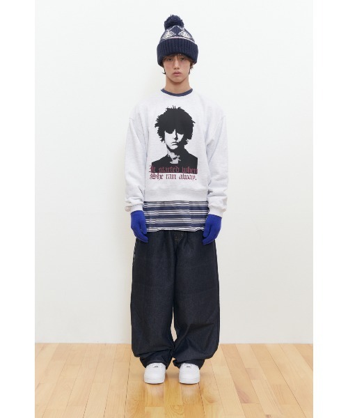 KEYMISERY(キーミザリー)の「A'GEM/9 × .kom 『KEYMISERY/キーミザリー』 HUMAN PRINT CROP SWEATSHIRT/ヒューマンプリントデザイン クロップ スウェットシャツ(スウェット・メンズ・ブラック/ライトグレー・S)」の9枚目の写真
