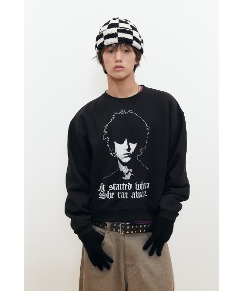 KEYMISERY(キーミザリー)の「A'GEM/9 × .kom 『KEYMISERY/キーミザリー』 HUMAN PRINT CROP SWEATSHIRT/ヒューマンプリントデザイン クロップ スウェットシャツ(スウェット・メンズ・ブラック/ライトグレー・S)」の4枚目の写真