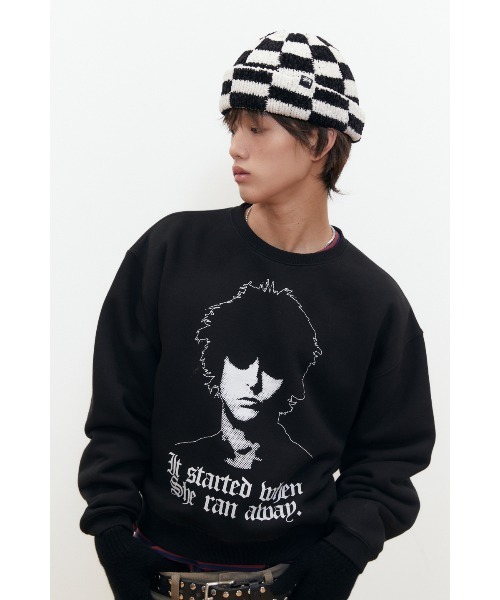 KEYMISERY(キーミザリー)の「A'GEM/9 × .kom 『KEYMISERY/キーミザリー』 HUMAN PRINT CROP SWEATSHIRT/ヒューマンプリントデザイン クロップ スウェットシャツ(スウェット・メンズ・ブラック/ライトグレー・S)」の3枚目の写真
