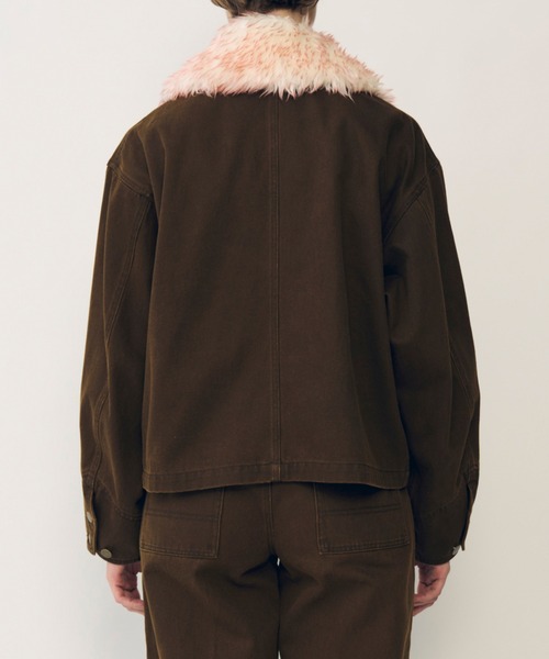 LE CIEL BLEU（ルシェルブルー）の「ピグメントツイルブルゾン w/ファーカラー / Pigment Twill Blouson w/Fur Collar（テーラードジャケット・レディース・ブラウン/ネイビー・38/36）」の8枚目の写真