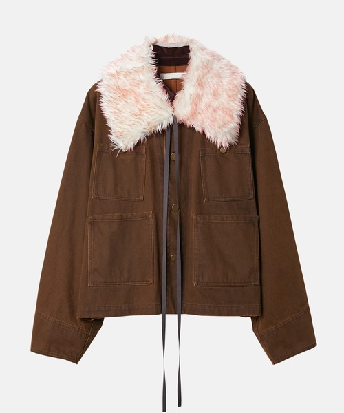 LE CIEL BLEU（ルシェルブルー）の「ピグメントツイルブルゾン w/ファーカラー / Pigment Twill Blouson w/Fur Collar（テーラードジャケット・レディース・ブラウン/ネイビー・38/36）」の11枚目の写真