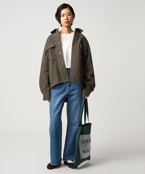CITEN（シテン）の「＜CITEN＞ミニチェックジャケットグレー（カバーオール・レディース・ダークグレー・M/S）」の3枚目の写真