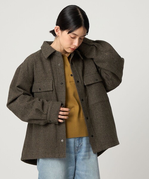 CITEN（シテン）の「＜CITEN＞ミニチェックジャケットグレー（カバーオール・レディース・ダークグレー・M/S）」の4枚目の写真
