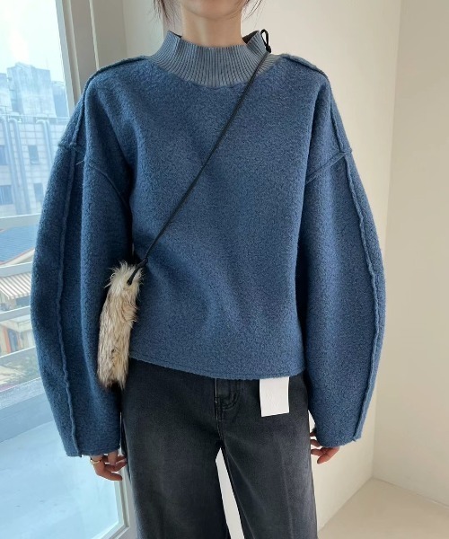 FREE STYLISTS(フリー スタイリスト)の「YUGA_YGMC Drop shoulder wool-look top(ニット/セーター・レディース・オフホワイト/グレー/ブルー・FREE)」の15枚目の写真