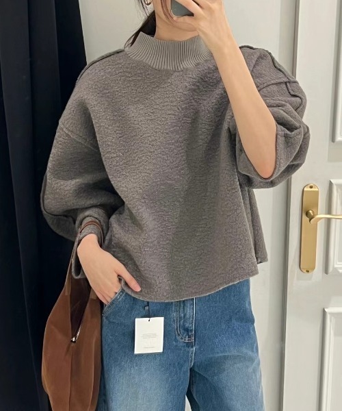 FREE STYLISTS(フリー スタイリスト)の「YUGA_YGMC Drop shoulder wool-look top(ニット/セーター・レディース・オフホワイト/グレー/ブルー・FREE)」の10枚目の写真