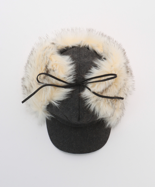 OPEN YY Woven FAUX FUR EARFLAP CAP OPEN Yy（オープンワイワイ）の