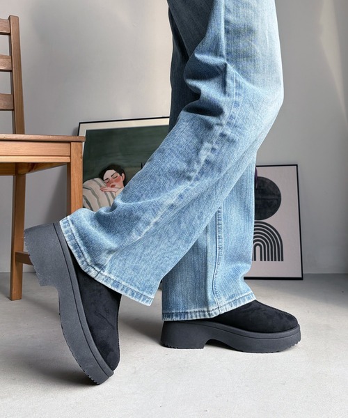 LUGG NAGG（ラグナグ）の「【BeF】【厚底ヒール】つっかけムートンサボ【３E】（スリッポン・レディース・ベージュ/キャメル/ブラック・L/LL/M）」の9枚目の写真