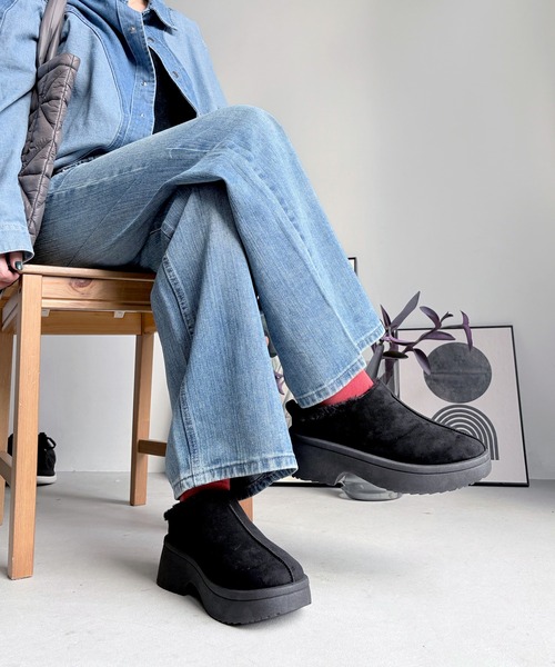 LUGG NAGG（ラグナグ）の「【BeF】【厚底ヒール】つっかけムートンサボ【３E】（スリッポン・レディース・ベージュ/キャメル/ブラック・L/LL/M）」の11枚目の写真