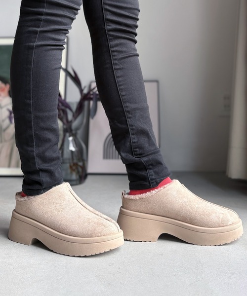 LUGG NAGG（ラグナグ）の「【BeF】【厚底ヒール】つっかけムートンサボ【３E】（スリッポン・レディース・ベージュ/キャメル/ブラック・L/LL/M）」の13枚目の写真