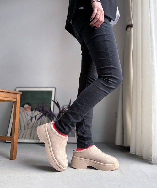 LUGG NAGG（ラグナグ）の「【BeF】【厚底ヒール】つっかけムートンサボ【３E】（スリッポン・レディース・ベージュ/キャメル/ブラック・L/LL/M）」の15枚目の写真