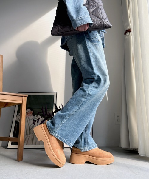 LUGG NAGG（ラグナグ）の「【BeF】【厚底ヒール】つっかけムートンサボ【３E】（スリッポン・レディース・ベージュ/キャメル/ブラック・L/LL/M）」の17枚目の写真