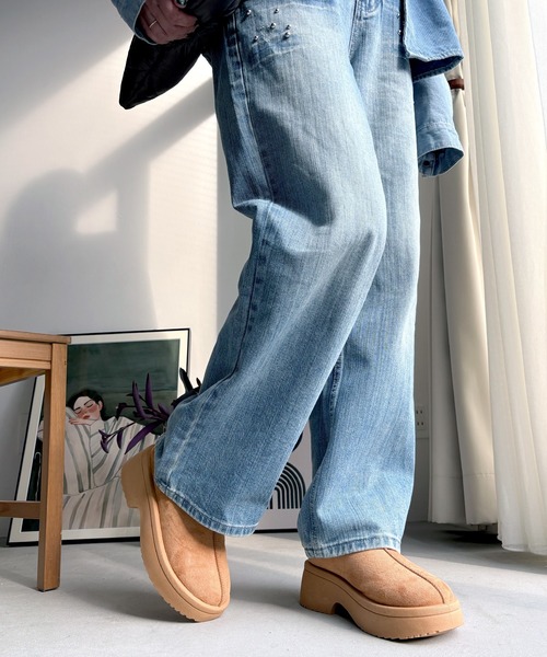 LUGG NAGG（ラグナグ）の「【BeF】【厚底ヒール】つっかけムートンサボ【３E】（スリッポン・レディース・ベージュ/キャメル/ブラック・L/LL/M）」の18枚目の写真