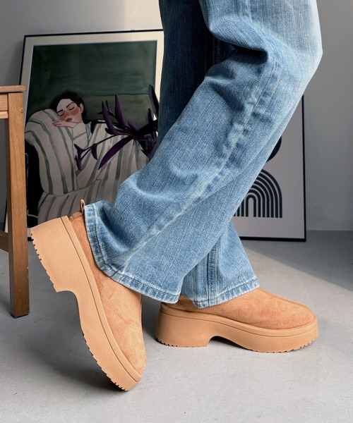 LUGG NAGG（ラグナグ）の「【BeF】【厚底ヒール】つっかけムートンサボ【３E】（スリッポン・レディース・ベージュ/キャメル/ブラック・L/LL/M）」の19枚目の写真