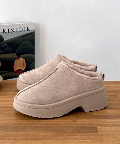 LUGG NAGG（ラグナグ）の「【BeF】【厚底ヒール】つっかけムートンサボ【３E】（スリッポン・レディース・ベージュ/キャメル/ブラック・L/LL/M）」の22枚目の写真