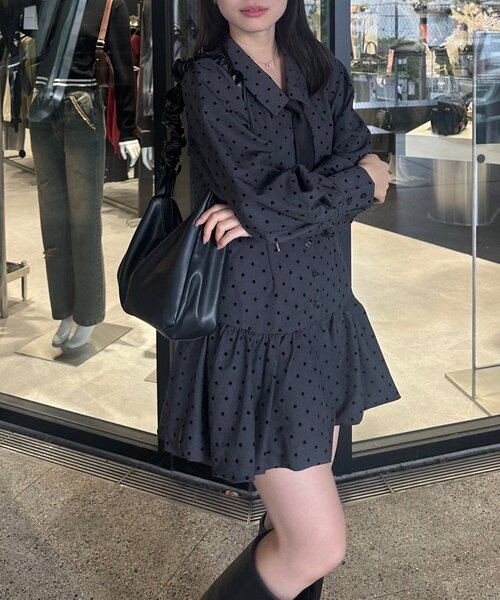 Reformation ブラック ミニ　ワンピース one after another NICE CLAUP ワンピース ポロ襟ミニワンピース