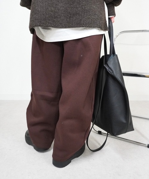 gossara（ゴサラ）の「裏起毛カーブパンツ（スウェットパンツ・レディース・アイボリー系/ブラウン/スミクロ・FREE）」の4枚目の写真