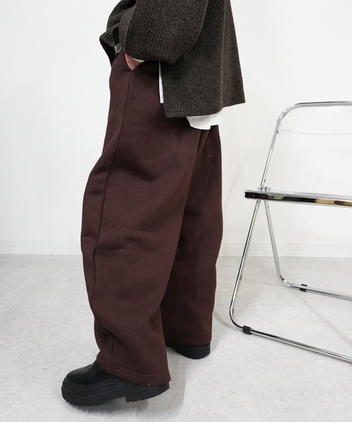 gossara（ゴサラ）の「裏起毛カーブパンツ（スウェットパンツ・レディース・アイボリー系/ブラウン/スミクロ・FREE）」の5枚目の写真