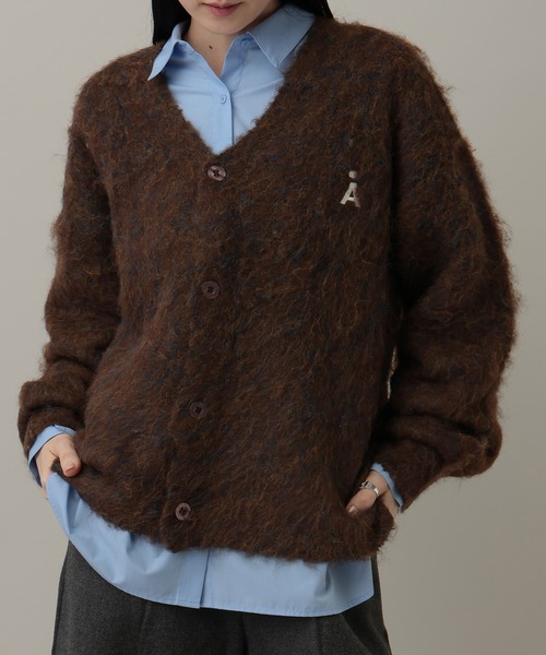 ALAND（エーランド）の「【UNISEX】ALAND／Aロゴシャギーカーディガン（カーディガン/ボレロ・レディース・グレー/ブラウン・LARGE/SMALL）」の2枚目の写真