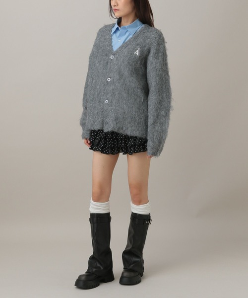 ALAND（エーランド）の「【UNISEX】ALAND／Aロゴシャギーカーディガン（カーディガン/ボレロ・レディース・グレー/ブラウン・LARGE/SMALL）」の4枚目の写真