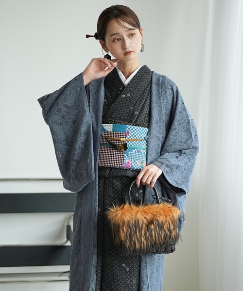 羽織 レース ニコアンティーク ボタニカル・グリ シエル 日本製（水着 