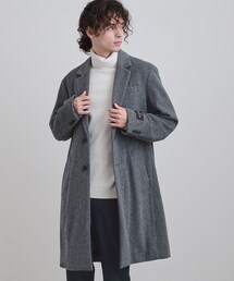 【TAKEO KIKUCHI】グレー チェスターコート ウール TAKEO KIKUCHI チェスターコート コート ウールカシミヤブレンド