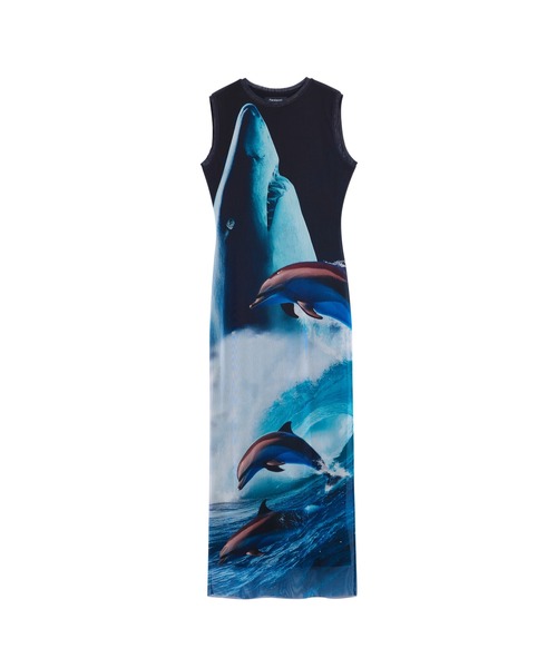Desigual(デシグアル)の「【Desigual×BOTTER】オーシャンプリントノースリーブドレス(ワンピース・レディース・ブルー・S/L/M)」の4枚目の写真