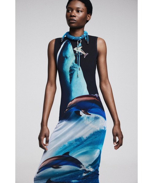 Desigual(デシグアル)の「【Desigual×BOTTER】オーシャンプリントノースリーブドレス(ワンピース・レディース・ブルー・S/L/M)」の5枚目の写真