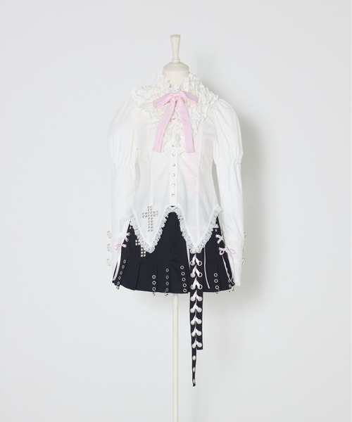 AVENCHUMU(アバンチュウム)の「little angel frill blouse(シャツ/ブラウス・レディース・ホワイト/ブラック・FREE)」の9枚目の写真