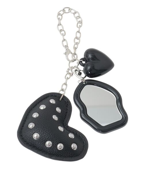 earth music&ecology（アースミュージックアンドエコロジー）の「ハートモチーフミラー付きチャーム（キーホルダー・レディース・ブラック/シルバー・FREE）」の5枚目の写真