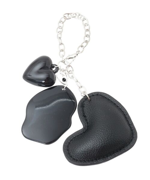 earth music&ecology（アースミュージックアンドエコロジー）の「ハートモチーフミラー付きチャーム（キーホルダー・レディース・ブラック/シルバー・FREE）」の6枚目の写真