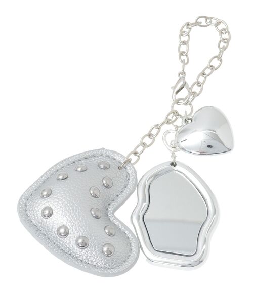 earth music&ecology（アースミュージックアンドエコロジー）の「ハートモチーフミラー付きチャーム（キーホルダー・レディース・ブラック/シルバー・FREE）」の10枚目の写真