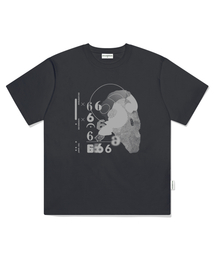 6ストーンプリントオーバーサイズ半袖Tシャツチャコール