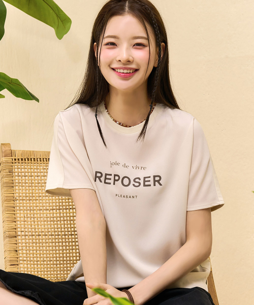 CHASECULT(チェイスカルト)の「女性レタリングウーブン配色半袖Tシャツ-ベージュ(Tシャツ/カットソー・レディース・ベージュ・85/90)」の3枚目の写真