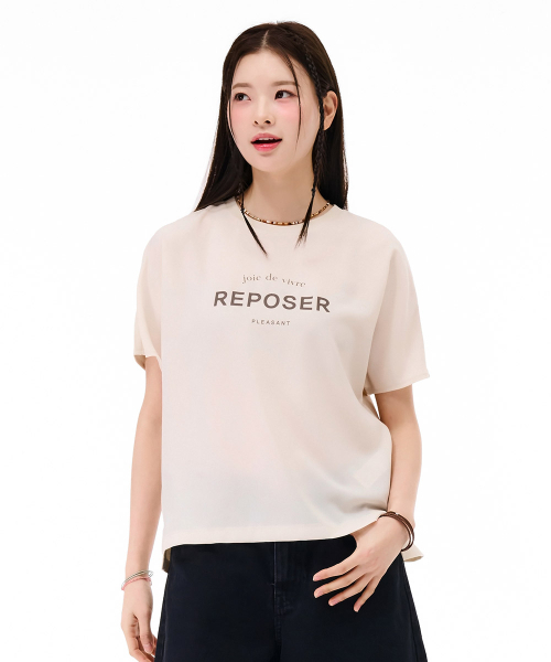 CHASECULT(チェイスカルト)の「女性レタリングウーブン配色半袖Tシャツ-ベージュ(Tシャツ/カットソー・レディース・ベージュ・85/90)」の4枚目の写真