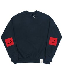 GRAVER（グレーバー）の「[UNISEX] ELBOW SQUARE SMILE WHITE CLIP SWEATSHIRT NAVY（スウェット）」