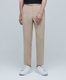 軽量リラックステーパード隠しバンディングクロップドスラックス[ベージュ]