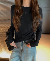 ソリッドカラー ベーシック 丸首 長袖 プルオーバー