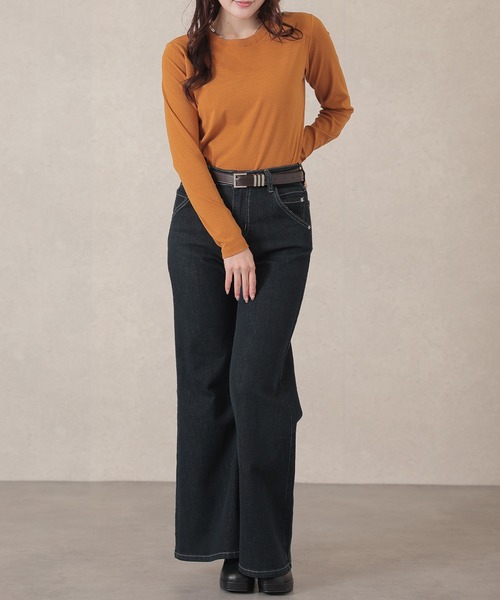 Lace Ladies(レースレディース)の「ソリッドカラー ベーシック 丸首 長袖 プルオーバー(Tシャツ/カットソー・レディース・ネイビー/ベージュ/ダークグレー/マスタード/ピンク/ホワイト/ブラウン/ブラック・FREE)」の17枚目の写真