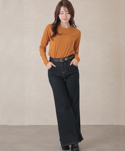 Lace Ladies(レースレディース)の「ソリッドカラー ベーシック 丸首 長袖 プルオーバー(Tシャツ/カットソー・レディース・ネイビー/ベージュ/ダークグレー/マスタード/ピンク/ホワイト/ブラウン/ブラック・FREE)」の14枚目の写真