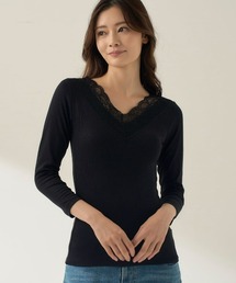 tutuanna（チュチュアンナ）の「[まるで毛布！のような暖かさ・厚手]リブレースVネック8分袖（インナーウェア/肌着）」