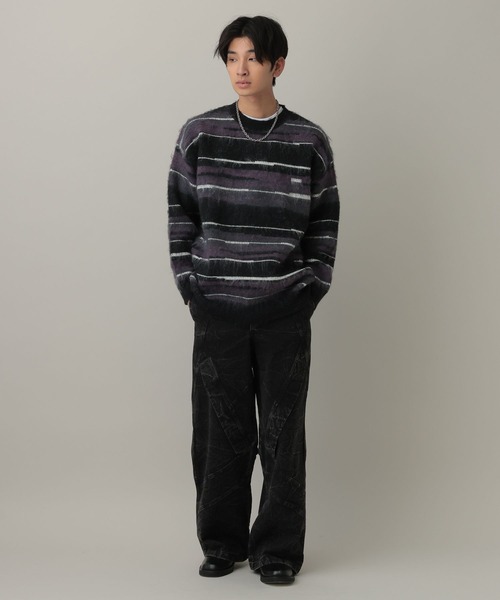LAND MUSEUM(ランドミュージアム)の「LAND MUSEUM/モヘアボーダーニットプルオーバー(ニット/セーター・メンズ・レッド/パープル・LARGE/MEDIUM)」の9枚目の写真